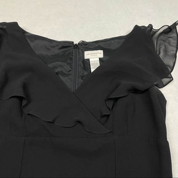 Liz‎ Claiborne Dress  Size 6 Sleeveless Shift V Neck Flutter Sleeve Cocktail - Picture 3 of 6